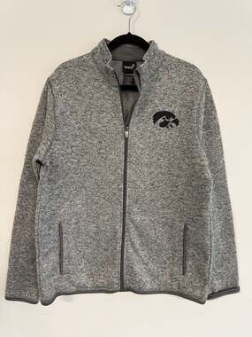 Men's Gen2 Iowa Hawkeyes Heathered Gray Sweater Fleece Full-Zip Jacket
